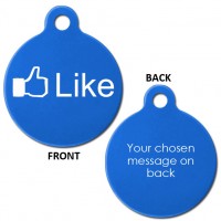 Blue Engraved Facebook Like Aluminium 31mm Large Round Pet Dog ID Tag